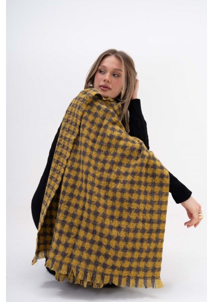 Kazayağı Desenli Kaşmir %100 Viscose Somon-Kahve Şal fırsatları