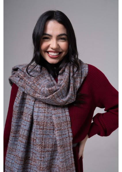 Renk Geçişli Kaşmir %100 Viscose Mavi-Kahverengi Şal fiyatları