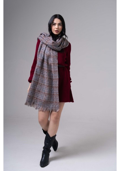 Renk Geçişli Kaşmir %100 Viscose Mavi-Kahverengi Şal modelleri