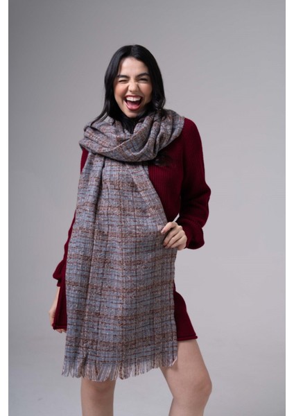 Renk Geçişli Kaşmir %100 Viscose Mavi-Kahverengi Şal fırsatları