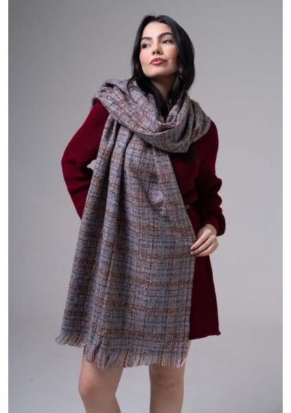 Renk Geçişli Kaşmir %100 Viscose Mavi-Kahverengi Şal indirimleri