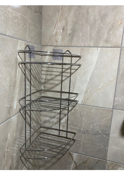 3 Katlı Banyo Askılık, Banyo Köşe Askılık, Paslanmaz Banyo Askılık, Banyo Düzenleyici, Şampuan Askılık,