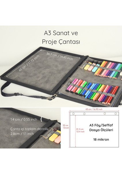 Lüks Proje Çizim Çantası - Deri Sanat Çantası ve Sanat Portföyü - Deri Proje Çantası