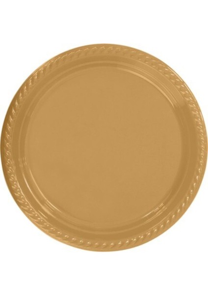 Altın Renk Doğum Günü ve Parti Plastik Tabak - 22 cm 25'li