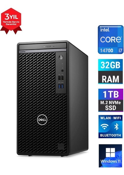 Optiplex 7010MT I7-14700 32 GB Ram 1 Tb SSD Nvidia Ouadro T400 4gb Gddr6 Windows 11 Pro Masaüstü Bilgisayar