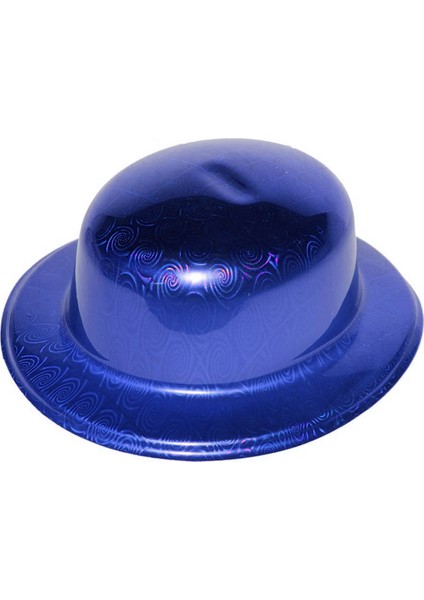 Mavi Renk Hologramlı Plastik Yuvarlak Melon 27 x 24 cm (4886)