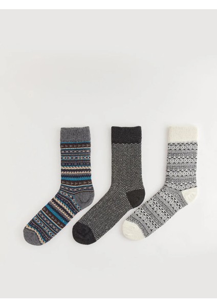 Accessories Karışık Desenli Erkek Soket Çorap 3'lü
