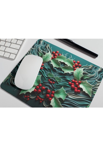 Kokina Çiçeği Yılbaşı Temalı Baskılı Hediyelik Mousepad