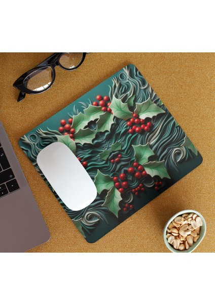 Kokina Çiçeği Yılbaşı Temalı Baskılı Hediyelik Mousepad