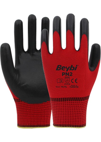 Pn2 Polyester Örme Nitril Eldiven - 6 Çift - İş Eldiveni