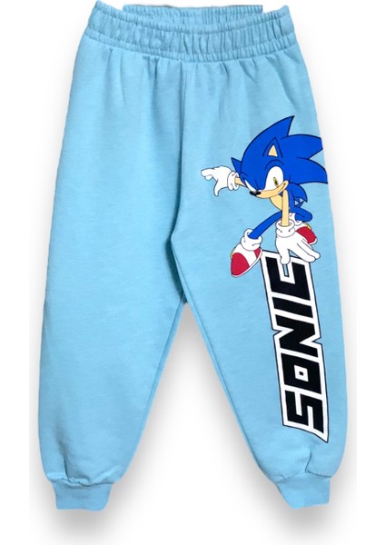 Erkek Çocuk Mavi Sonic Baskılı Uzun Kollu Şardonlu Sweatshirt / Eşofman Takımı fırsatları