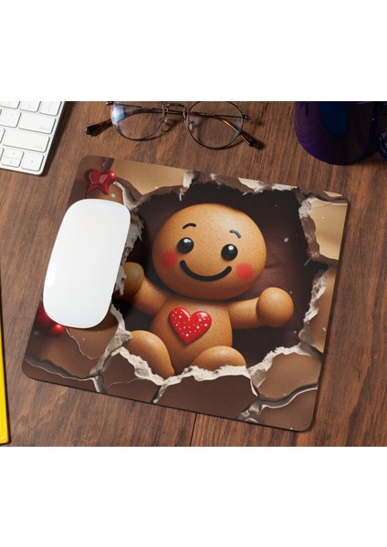 Sevimli Kurabiye Adam Yılbaşı Temalı Baskılı Hediyelik Dikdörtgen Mousepad modelleri