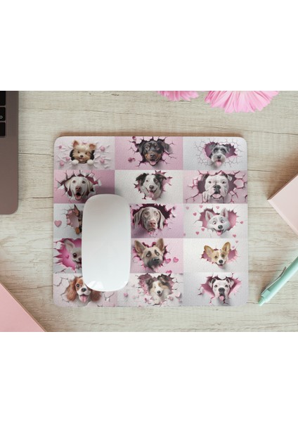 Sevimli Köpek Dostlarımız Baskılı Hediyelik Dikdörtgen Mousepad