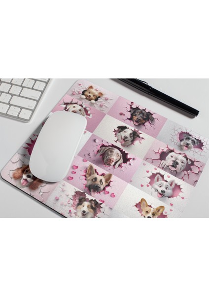 Sevimli Köpek Dostlarımız Baskılı Hediyelik Dikdörtgen Mousepad modelleri