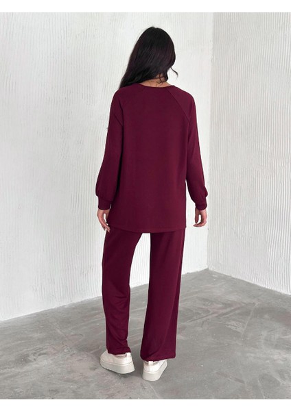 Kadın Modal Kumaş Kemer Detaylı Uzun Kollu Tunik Bol Paça Pantolon Takım modelleri
