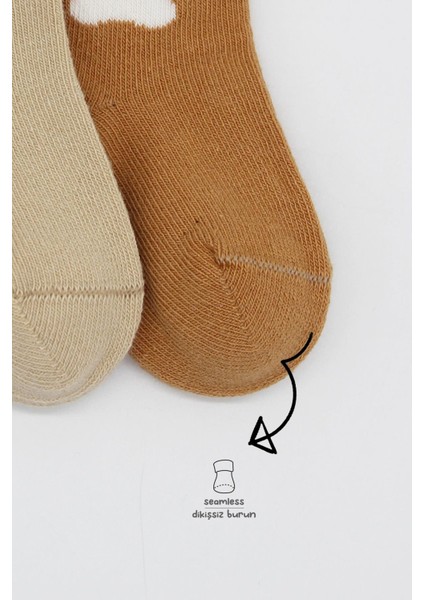 Bistyle Bear Penye Soket Çorap 2'li BS10116 Bej modelleri