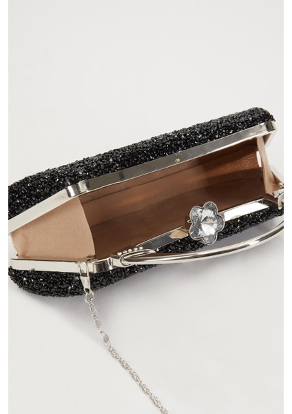 Mini Siyah Taşlı Abiye El Çantası modelleri