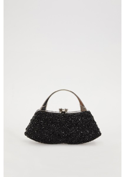 Mini Siyah Taşlı Abiye El Çantası fırsatları