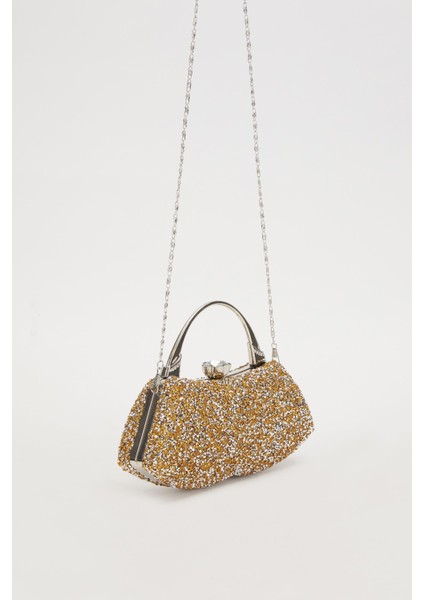 Mini Gold Taşlı Abiye El Çantası fiyatları