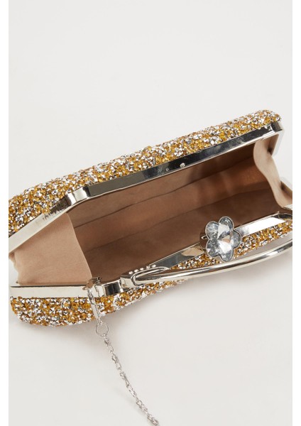 Mini Gold Taşlı Abiye El Çantası modelleri