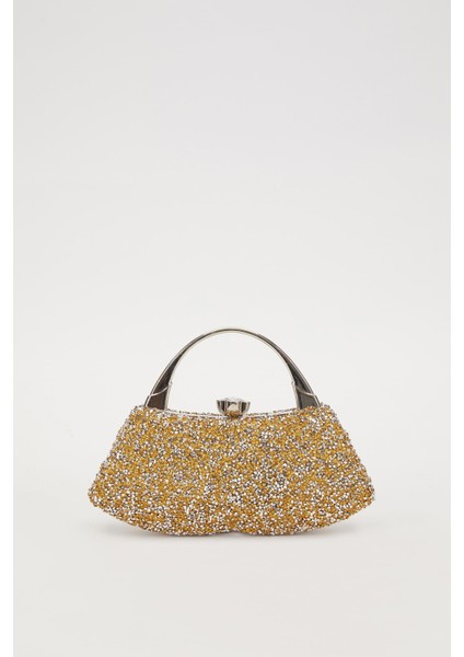 Mini Gold Taşlı Abiye El Çantası fırsatları