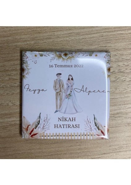Nikah/ Nişan Hatırası Fotoğraf Baskılı Buzdolabı Magneti - 50 Adet