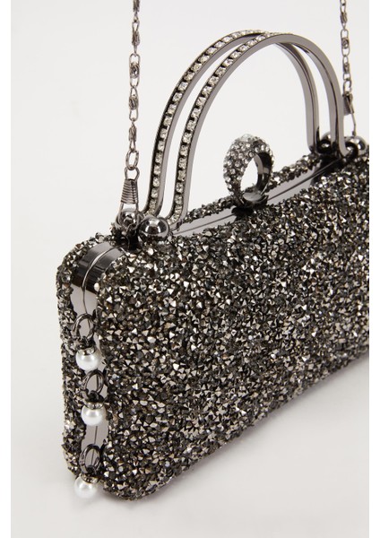 Mini Platin Taş İşleme Saplı Abiye El Çantası modelleri