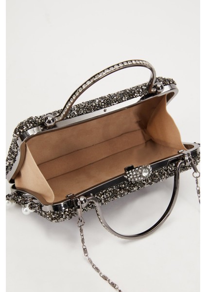 Mini Platin Taş İşleme Saplı Abiye El Çantası fırsatları