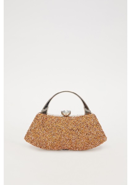 Mini Bakır Taşlı Abiye El Çantası