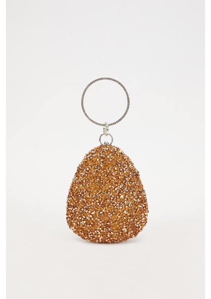 Bakır Oval Taşlı Abiye El Çantası fırsatları