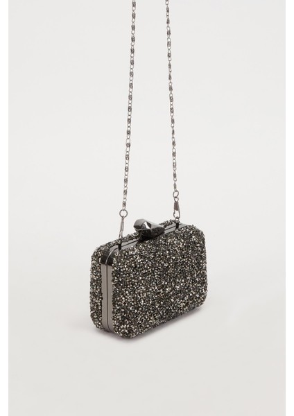 Mini Platin Kare Taşlı Abiye El Çantası fiyatları