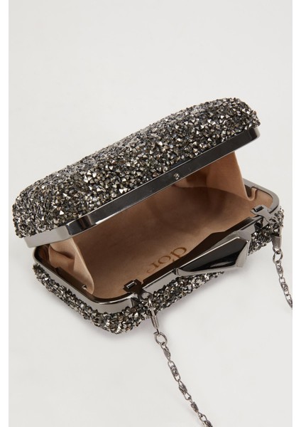 Mini Platin Kare Taşlı Abiye El Çantası modelleri