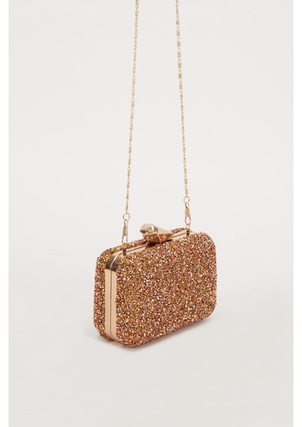 Mini Bakır Kare Taşlı Abiye El Çantası fiyatları