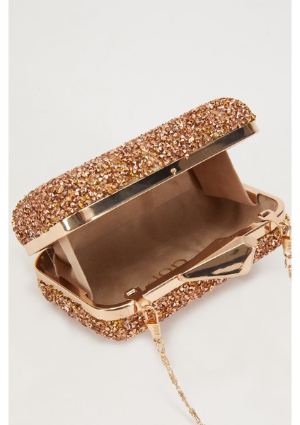 Mini Bakır Kare Taşlı Abiye El Çantası modelleri