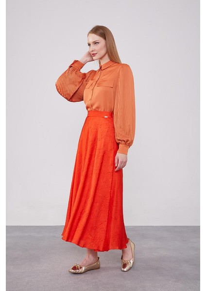 Oranj Kraş Saten Etek modelleri