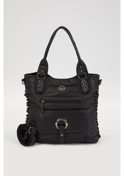 Siyah Düğüm Detaylı Omuz Çantası