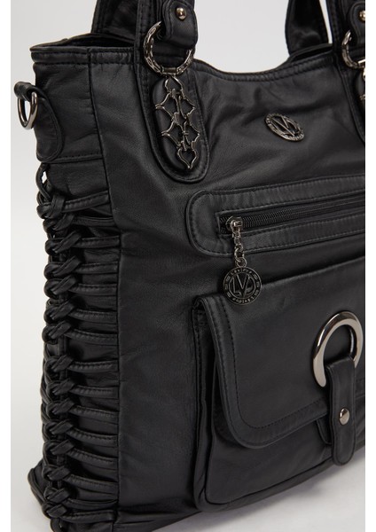 Siyah Düğüm Detaylı Omuz Çantası fiyatları