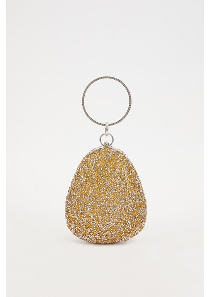 Mini Gold Oval Taşlı Abiye El Çantası fırsatları