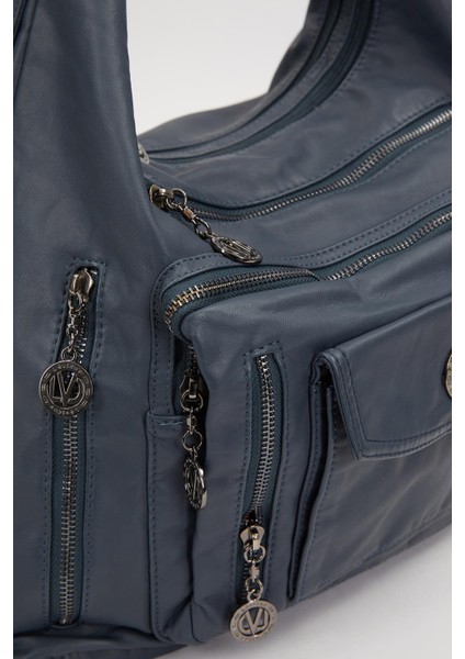 Mavi Çok Cepli Omuz Çantası modelleri