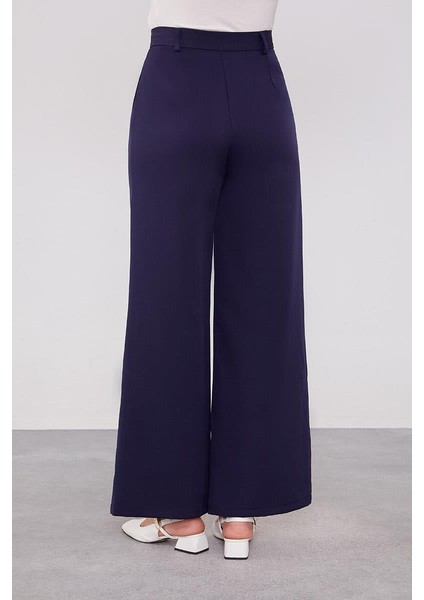 Lacivert Gizli Düğmeli Kumaş Pantolon indirimleri