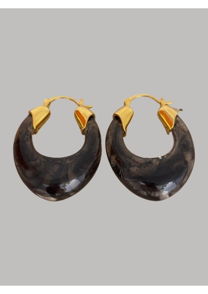 Siyah Kemik Damla Gold Çelik Küpe fiyatları