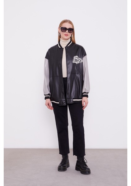 Siyah Nakış İşlemeli Bomber Ceket fiyatları