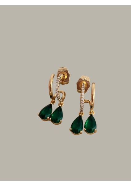 Yeşil Zirkon Taşlı Halka Rose Gold Vip Çelik Küpe fiyatları