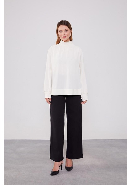 Siyah Gizli Düğmeli Kumaş Pantolon modelleri