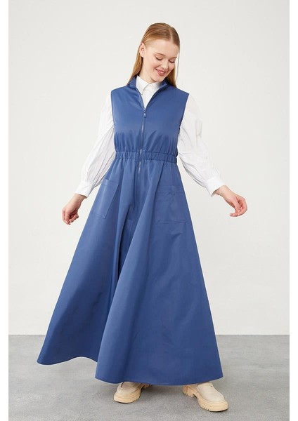 İndigo Sıfır Kol Fermuar Kapamalı Jile