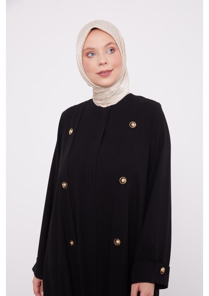 Siyah Düğme Detay Ferace indirimleri