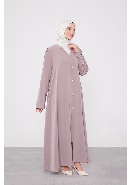 A.Kahve İnci Düğmeli Kuşaklı Ferace fiyatları