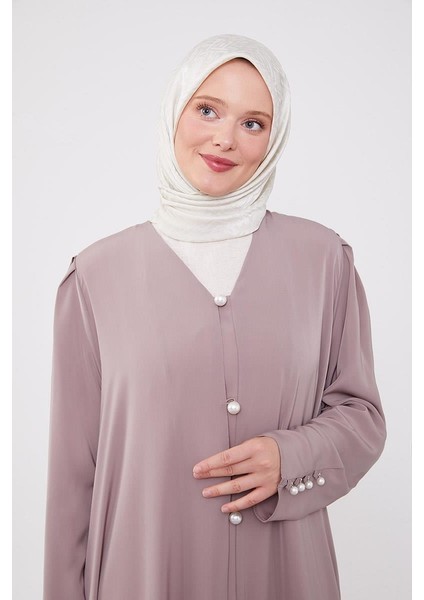 A.Kahve İnci Düğmeli Kuşaklı Ferace indirimleri