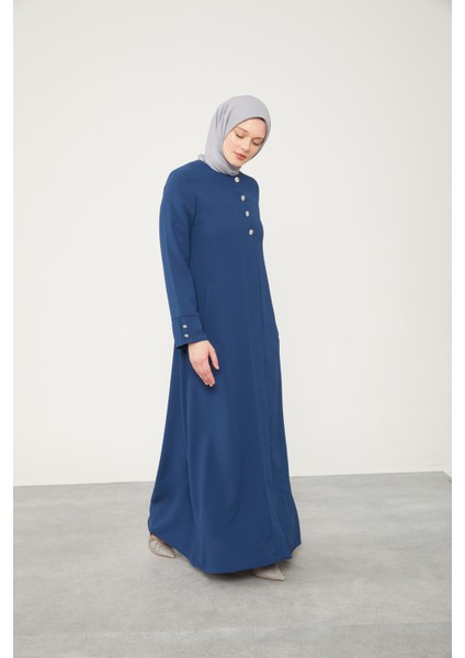 Lacivert Taş Düğmeli Bisiklet Yaka Ferace fiyatları