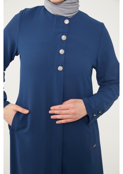 Lacivert Taş Düğmeli Bisiklet Yaka Ferace fırsatları